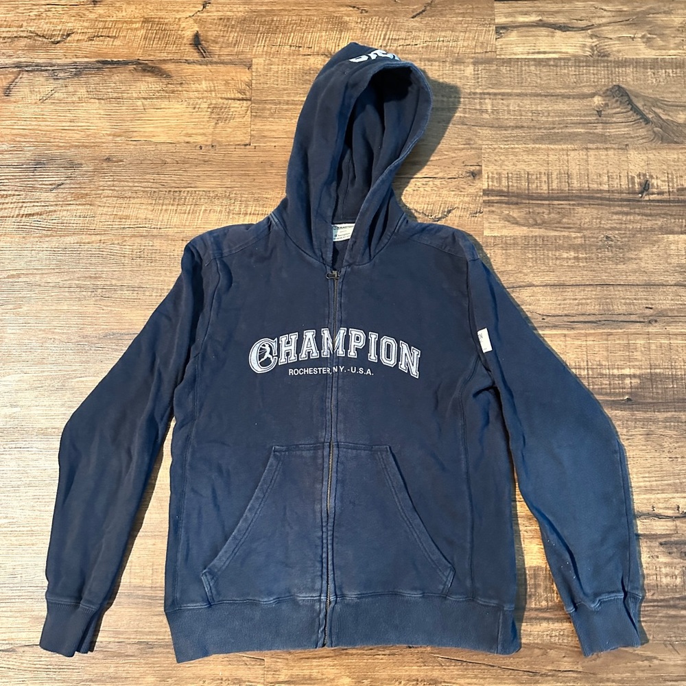 Vintage rare Champion 1919 Navy Blue Hoodie small